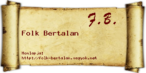 Folk Bertalan névjegykártya